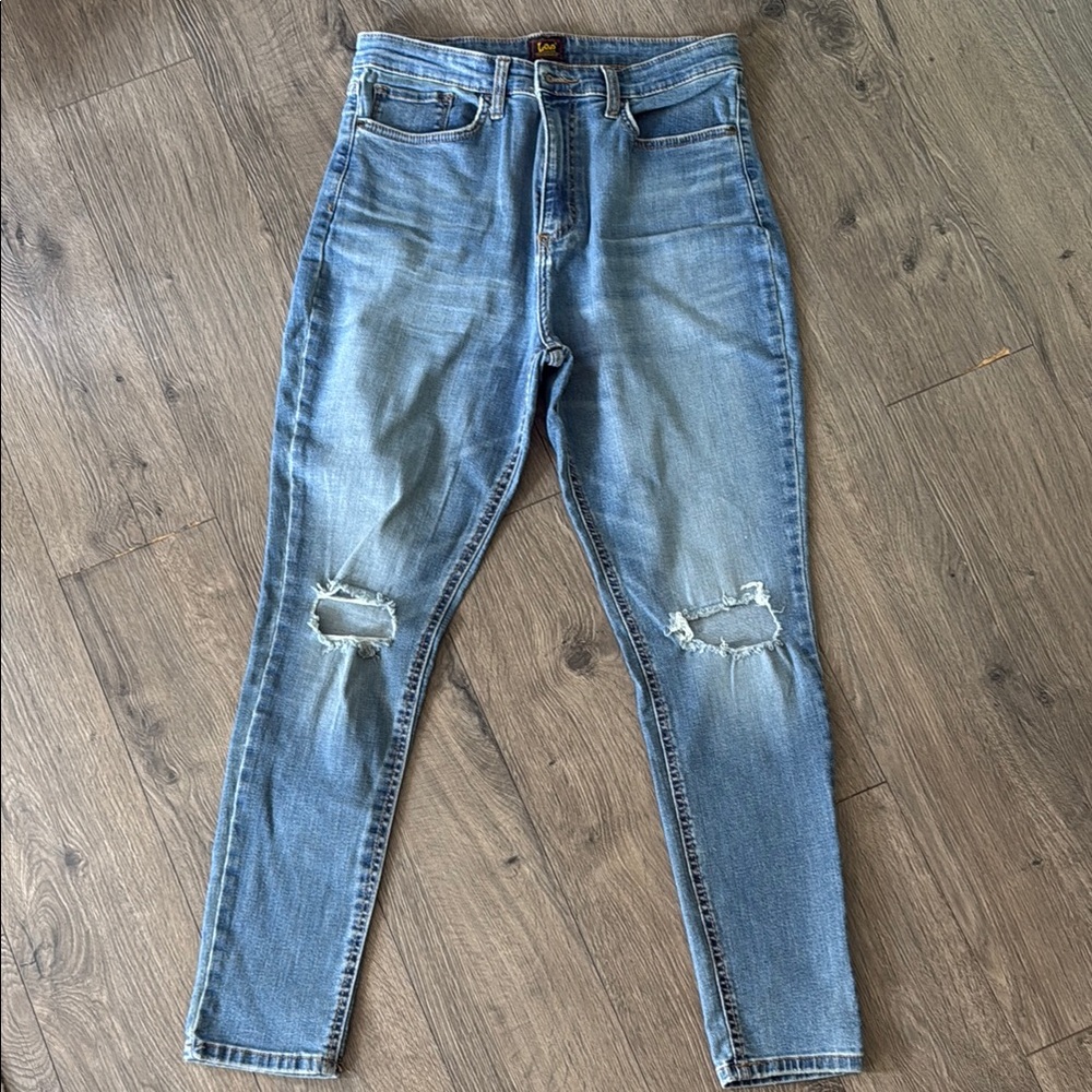 Lee Blue Skinny Jeans with Distressed Details